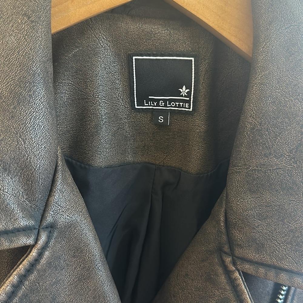 Lily & Lottie Akira Moto Jacket Asymmetrical Zip Front Closure Brown Size S - Picture 6 of 11